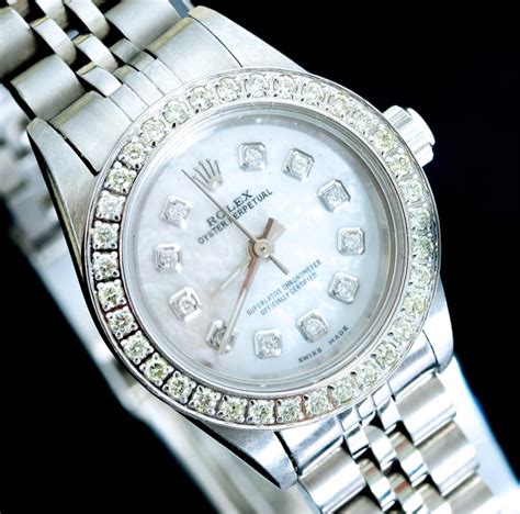 rolex oyster white gold and diamonds|rolex oyster perpetual with diamonds.